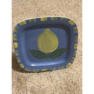 La Gioconda Citrus Lemon Platter Square Earthenware Plate Hand Painted